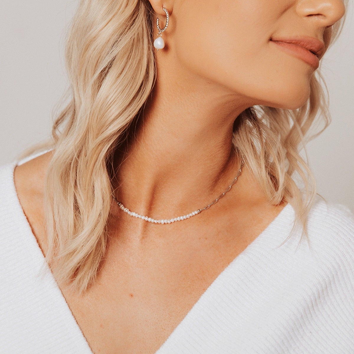 Paper Clip Diamond & Pearl Heart Necklace – Lindsey Leigh Jewelry